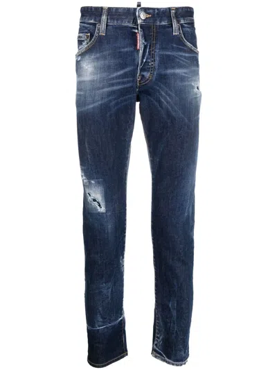 Dsquared2 Slim-fit Distressed-effect Jeans In Blue