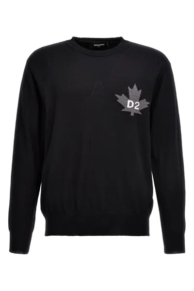 Dsquared2 Intarsia-knit Logo Sweatshirt In Black/grey/white