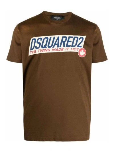 Dsquared2 Logo-print Wool T-shirt In Brown