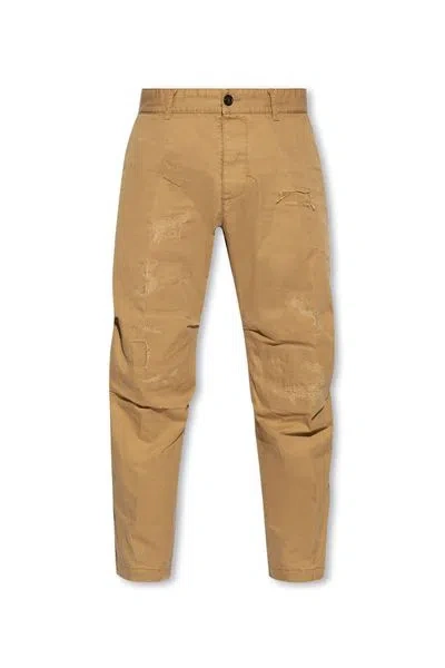 Dsquared2 Men's Distressed Straight-leg Trousers In Walnut For Fw23 In Brown