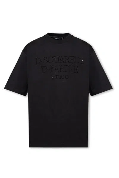 Dsquared2 Men's Dsqard2 Logo Embellished Cotton T-shirt For Fw23 In Black