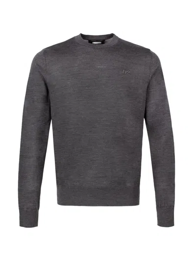 Dsquared2 Men's Gray Embroidered Logo Ribbed Jumper For Ss24