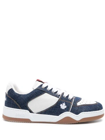 Dsquared2 Men's Multicolor Denim Panelled Sneakers For Ss24 In Blue