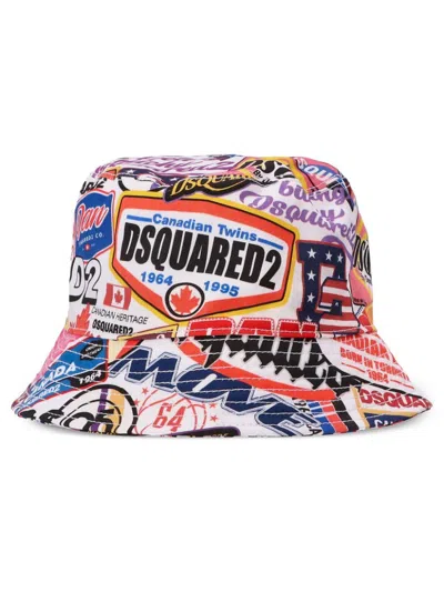 Dsquared2 Logo-print Cotton Bucket Hat In Multicolor