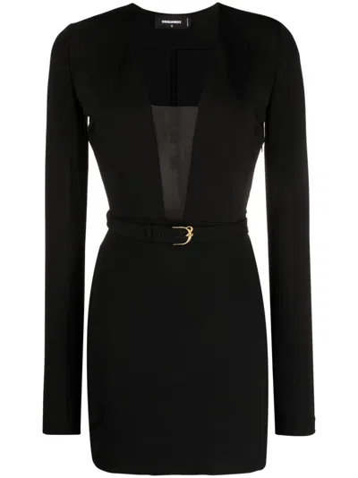 Dsquared2 Slim-fit Black Dress For Women | Fw23 Season | Mini Length