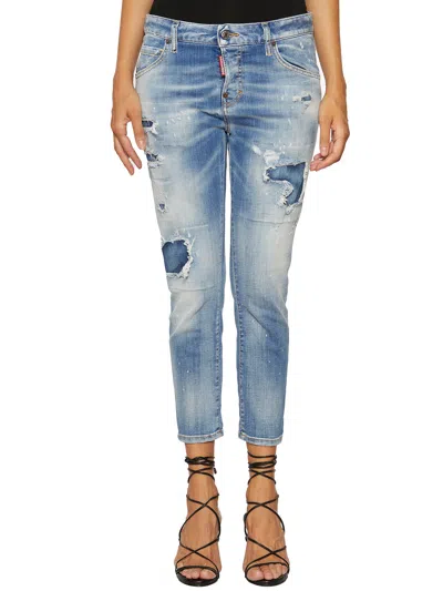 Dsquared2 Women's Blue Cropped Jeans For Fw23 Collection