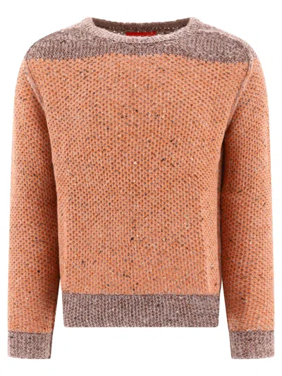 Eckhaus Latta Men's Hand-loomed Sweater With Raglan And Color Block Details In Orange