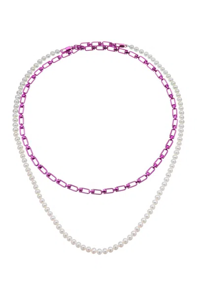 Eéra Reine Double Necklace With Pearls In Multicolor