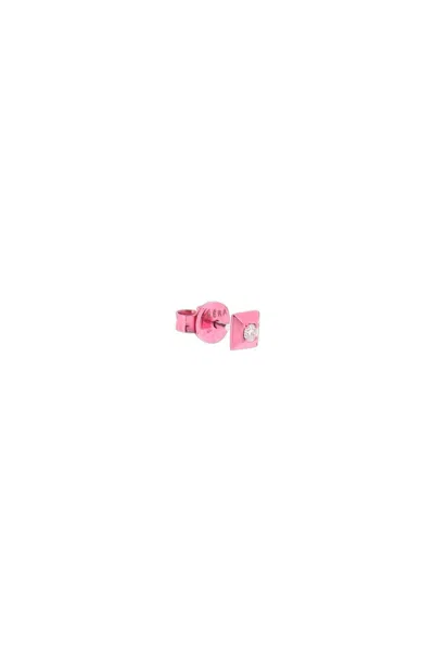 Eéra Handmade Mini Fuchsia Single Earring With Central Diamond In Pink