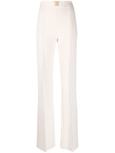 Elisabetta Franchi High-waisted Flared Trousers In Brown