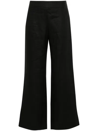 Ermanno Scervino Linen Wide-leg Trousers In Black
