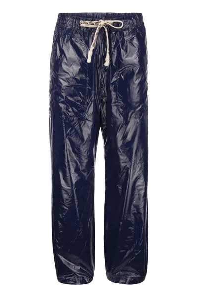 Etro Blue Shiny Nylon Drawstring Trousers For Men | Fall Winter 2024 Collection