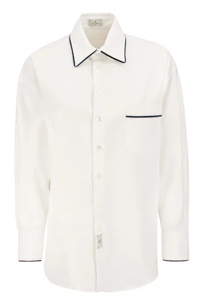 Etro Classic White Cotton Shirt For Women | Essential Work Garment