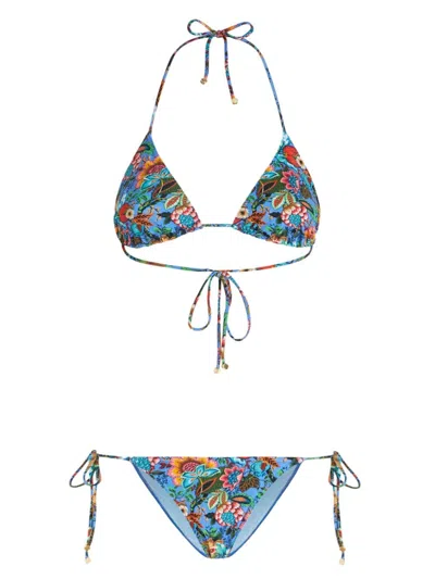 Etro Bouquet-print Bikini Set In Blue