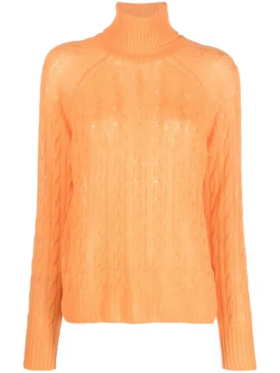 Etro Luxurious Orange High Neck Knit Sweater For Women