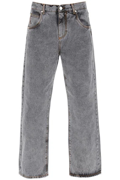 Etro Faded Gray Denim Five-pocket Jeans For Men In Grey