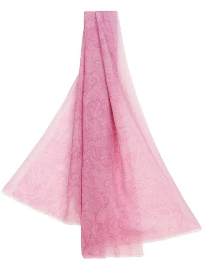 Etro Foulard Style Rosa Foulard-printed Cachemira Scarf For Women In Pink