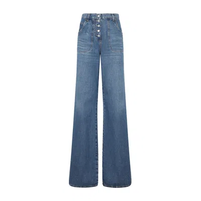 Etro Foliage Embroidered Jeans In Light Blue