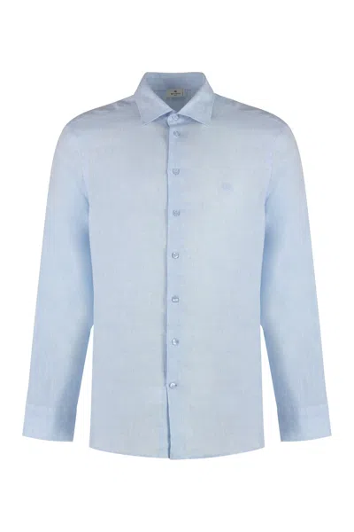 Etro Linen Shirt In Light Blue