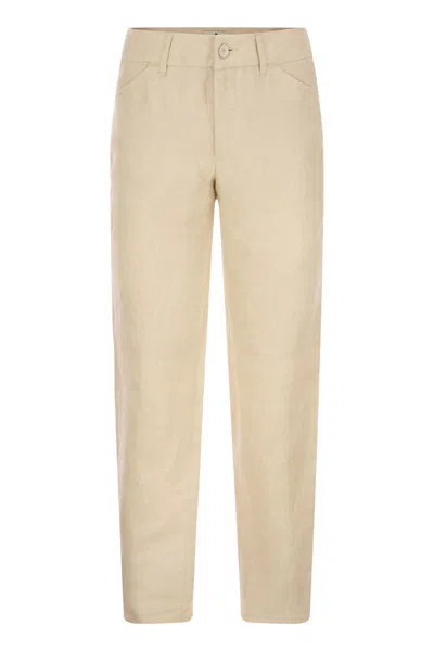 Etro Men's Beige Linen Bootcut Trousers For The Ss23 Season In Sand
