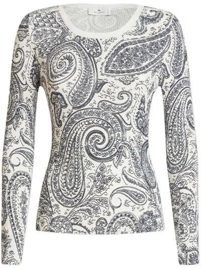 Etro Paisley Print Sweater In Blue