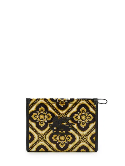 Etro Sophisticated Black Pouch Handbag For Women In Burgundy
