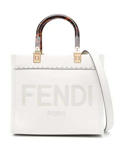 Fendi Elegant White Top-handle Tote Bag For Women In Burgundy