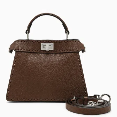 Fendi Stylish Brown Leather Handbag For Women In Burgundy