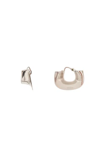 Ferragamo Sculpture Earrings In Silver