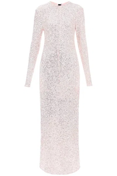 Ganni 3d Sequins Maxi Dress In Light Pink