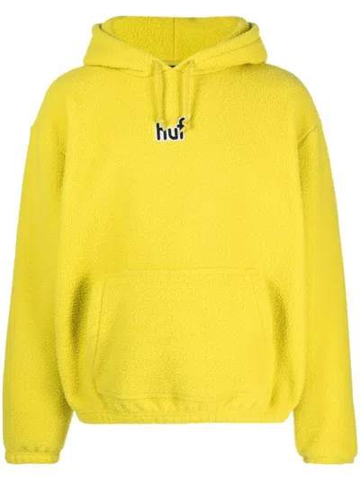 Huf Griffith Logo-embroidered Sherpa-fleece Hoodie In Yellow