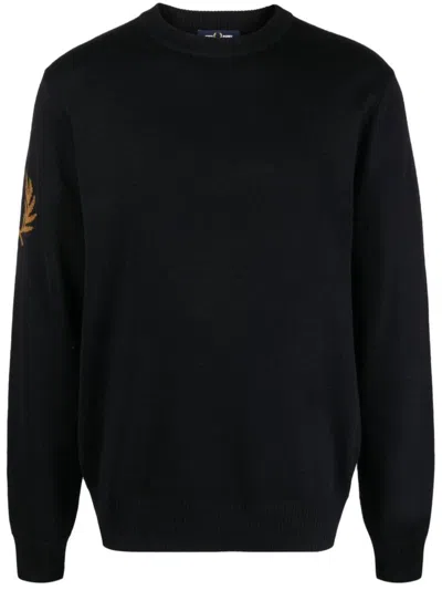 Fred Perry Round Neck Sweater In Black