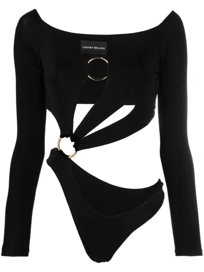 Louisa Ballou Long Sleeve Cut-out Bodysuit In Black