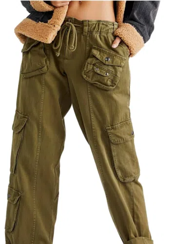 Free People Wide Leg Cargo Pant In Olive In Multi