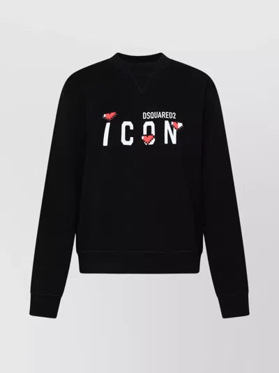 Dsquared2 Icon-print Cotton Sweatshirt In Nero