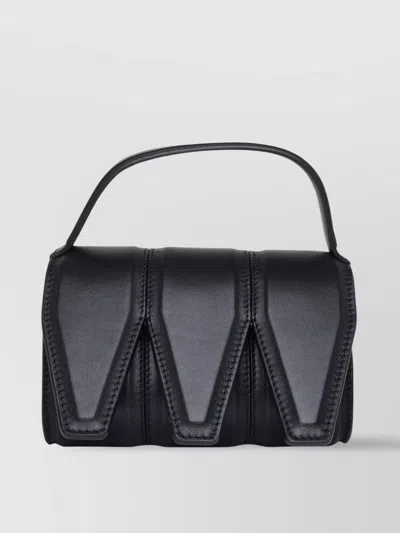 Yuzefi Foldover Top Top Handle Bag In Black