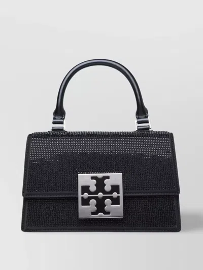 Tory Burch Bon Bon Mini Bag In Recycled Nylon And Black Leather