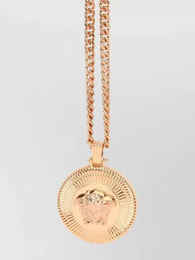 Versace Medusa-pendant Necklace In Brown