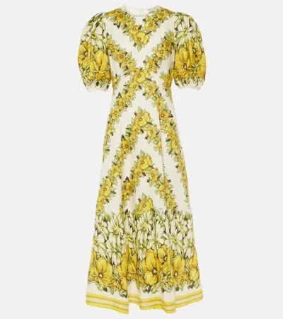 Alemais Gisela Floral Linen Midi Dress In Multi