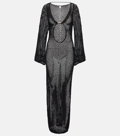 Bananhot Rey Cutout Cotton-blend Maxi Dress In Black