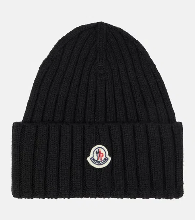 Moncler Ribbed-knit Virgin Wool Beanie In Nero