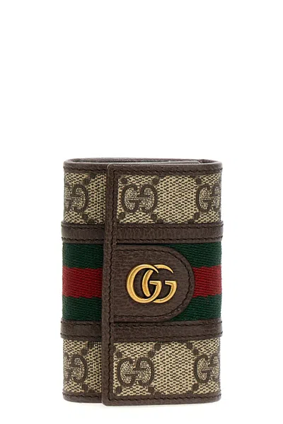 Gucci Ophidia Gg Key Case In Brown