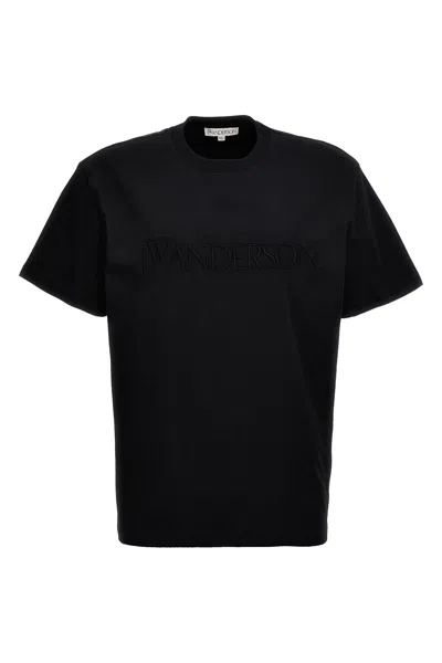 Jw Anderson Men's Embroidered Logo T-shirt In Black