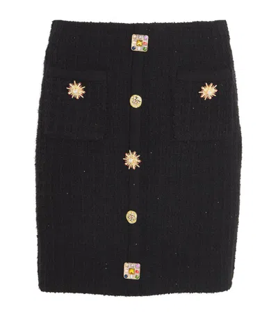 Self-portrait Jewel-button Mini Skirt In Black