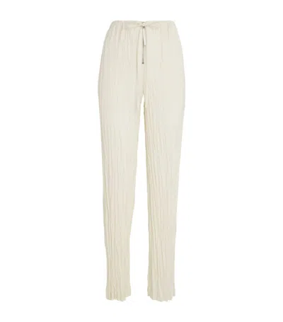 Helmut Lang Satin Crinkled Straight Trousers In Ivory