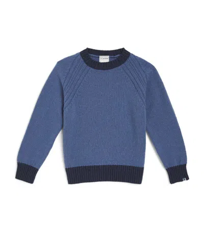 J & Josh Kids'  Merino-cashmere Sweater (2-14 Years) In Blue