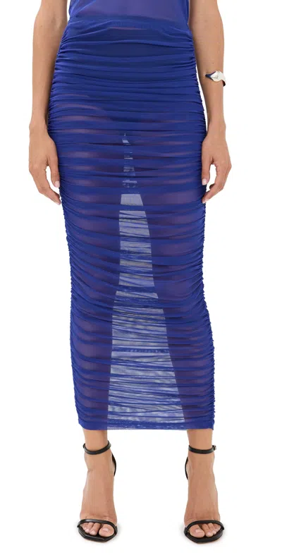 Good American Mesh Ruched Skirt Capri Blue