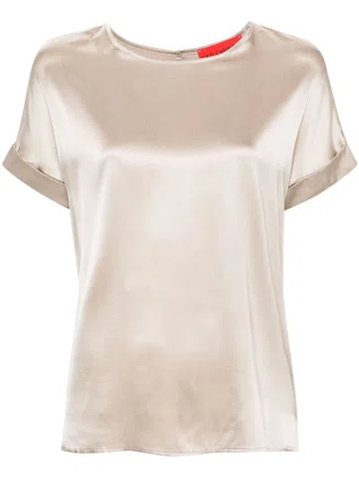 Wild Cashmere Lucille Satin Blouse In Gold