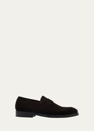 Magnanni Suede Diezma Loafers In Brown