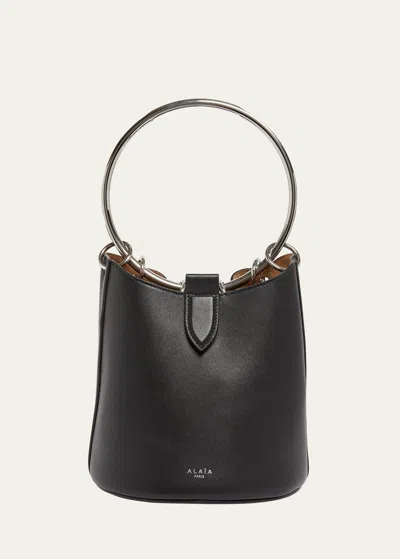 Alaïa Medium Ring Bucket Bag In Leather In 999 Noir